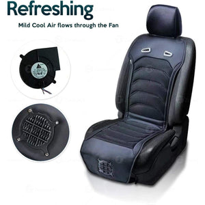 Zone Tech 12V Comfortable Cooling Car Seat Cushion - Black