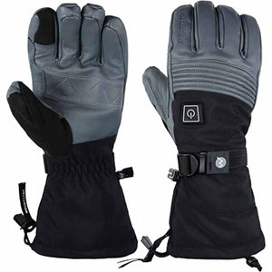 Mount Tec grey and black heated gloves with power button and adjustable wrist strap