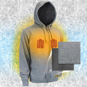 DeWalt grey zip up heated hoodie with fabric texture detail