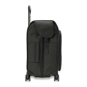 Black Briggs and Riley rolling garment bag side view