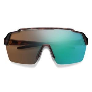 Smith Optics shield sunglasses with tortoise frame and dual tone brown and green reflective lens