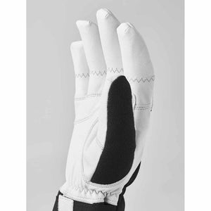 Hestra white leather glove with black palm reinforcement