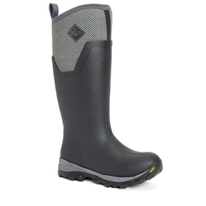 Muck black and grey patterned tall rubber boot with Vibram sole