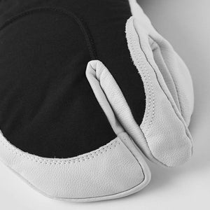 Hestra black and grey leather three finger ski glove
