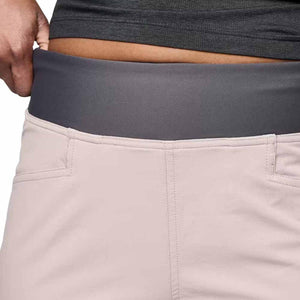 Black Diamond light pink shorts with a wide dark grey waistband