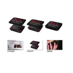 Black Ice cooling packs showing charge mount and apply steps