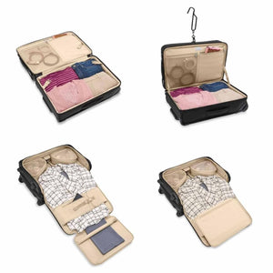 Briggs and Riley garment bag showing interior organization and packed clothing