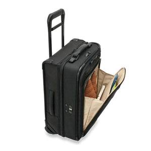 Briggs and Riley black rolling carry on suitcase with open front pocket