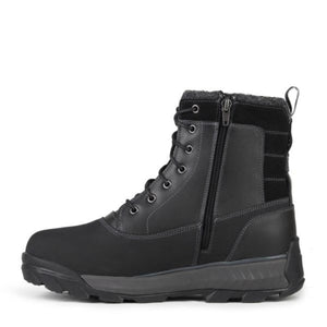 NexGrip black lace up winter boot with side zipper and grey sole