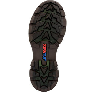 Bottom view of Xtratuf boot tread with chevron pattern