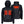 Black hooded heated jacket showing front and back heating elements