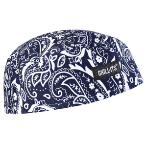 Chill-Its navy blue and white paisley print skull cap