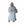Person wearing a light blue fleece hooded blanket with a front pocket