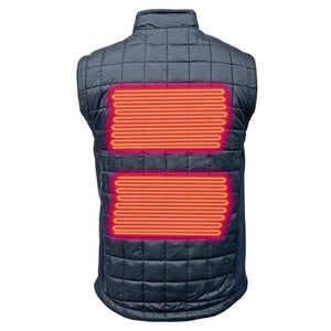 Volt Heat black quilted vest showing back heating elements