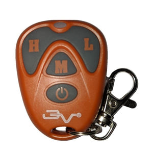 California Heat orange remote control with H M L and power buttons