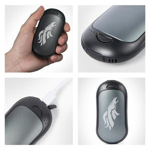 ActionHeat rechargeable hand warmer showing charging port and power indicator lights