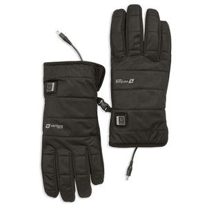 Pair of black Venture Heat heated gloves with power cables
