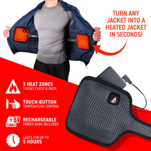 ActionHeat heated vest insert with power bank and three heat zones for chest and back