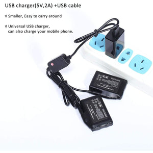 Savior Heat USB charger and cable connected to two lithium polymer battery packs