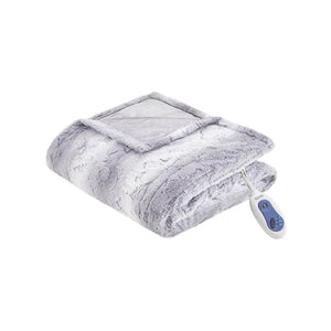 Beautyrest 100% Polyester Faux Tip Dye Long Fur Heated Throw - 50"W x 70"L