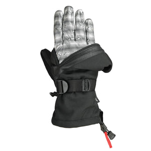 Seirus black winter glove with patterned palm and adjustable wrist strap