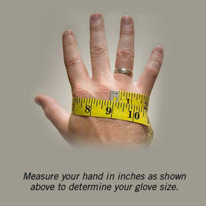 Hand being measured with a yellow tape measure to determine glove size
