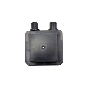 Black square electronic control box with two top knobs