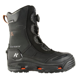 Korkers black waterproof winter boot with dial lacing system