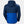 Back view of a Helly Hansen blue hooded puffer jacket with two tone color blocking