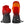 Red and black heated mittens with fingerless glove option and battery compartment