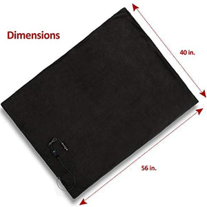 Zone Tech 12V Fireproof Car Heated Travel Blanket - Classic Black
