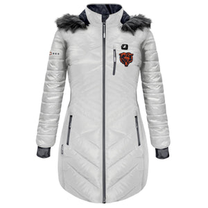 White Chicago Bears ActionHeat heated puffer jacket with faux fur hood