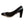 Black suede pump with a detachable metal chain and spike traction accessory