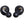 Pair of black wireless earbuds showing charging contacts and left and right markings