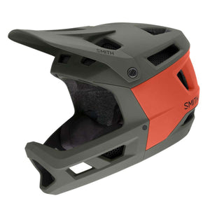 Smith Optics full face mountain bike helmet in olive green and orange