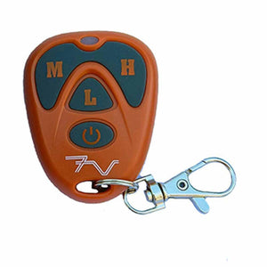 Orange key fob remote with M L H and power buttons