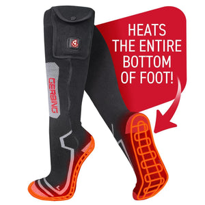 Gerbing heated socks showing internal heating elements on the sole