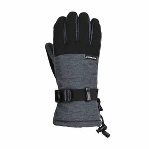 Snozu grey and black winter glove with adjustable wrist strap and drawstring cuff