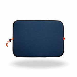 Ignik blue rectangular insulated seat pad with orange drawstrings