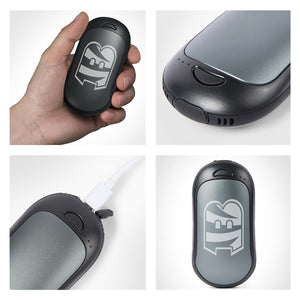 ActionHeat hand warmer with Cincinnati Bengals logo being held and charged