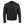 Black leather motorcycle jacket with front zipper and chest pockets