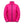 Bright pink quilted puffer jacket with a high collar and black front zipper