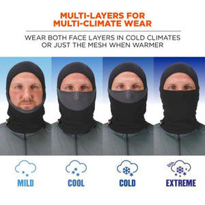 Ergodyne N-Ferno 6844 Dual-Layer Balaclava Face Mask - Black