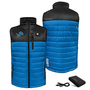 ActionHeat Detroit Lions 5V Men's Colorblock Puffer Battery Heated Vest