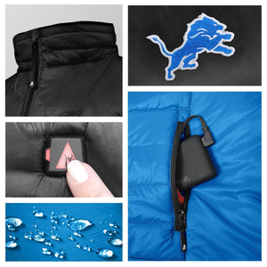ActionHeat Detroit Lions 5V Men's Colorblock Puffer Battery Heated Vest