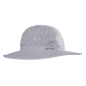 Light grey CTR wide brim sun hat with laser cut ventilation holes