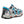 Korkers grey and blue water sandal with speckled midsole and black heel strap