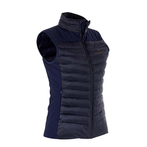 Therm-ic navy blue quilted puffer vest with high collar and front zipper