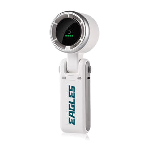 White handheld portable fan with digital display and Philadelphia Eagles logo