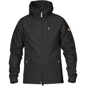 FjallRaven black hooded jacket with front zipper and chest pocket